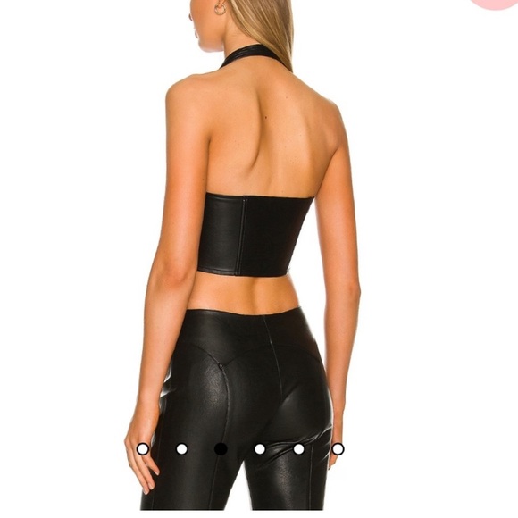 Miaou Mara Corset Black Faux Leather Crop - Picture 4 of 5